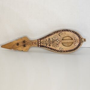 Decorative Bulgarian Gadulka Fiddle Wooden Carved Souvineer 10" Long EUC